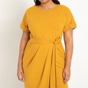 ELOQUII Wrap Skirt Dress, Gold